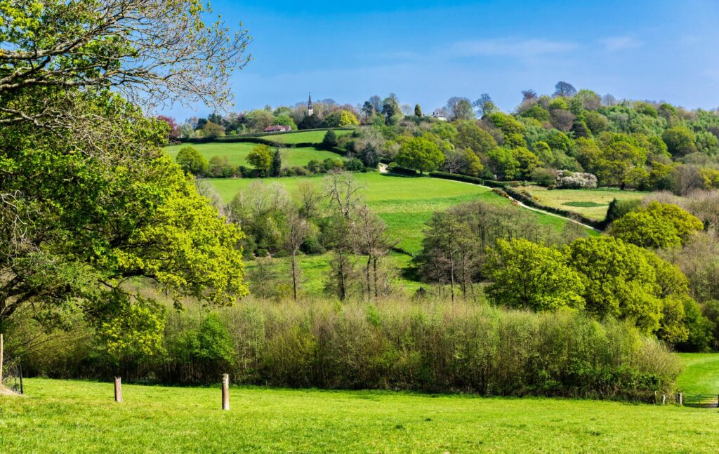 Sevenoaks, Kent, nearby view of Ide Hill Church 