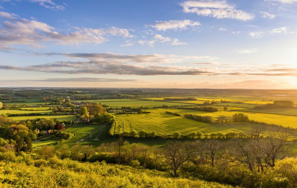 Ashford Kent Sunset Viewpoint on North Downs above Wye Village